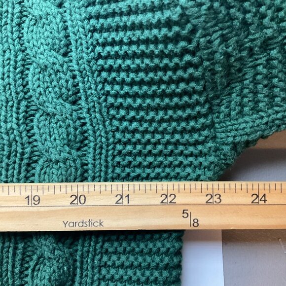 VTG Rebecca Thomas Small-Med Chunky Green Fisherman Cable Knit Sweater Old Money - Picture 4 of 8